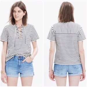 Madewell Striped Lace Up Top